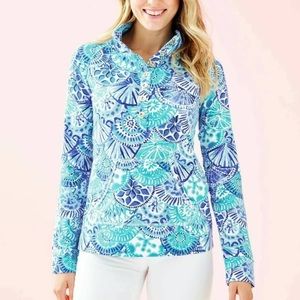 Lilly Pulitzer UPF 50+ Captain Popover in Turquoise Oasis Half Shell Size Small